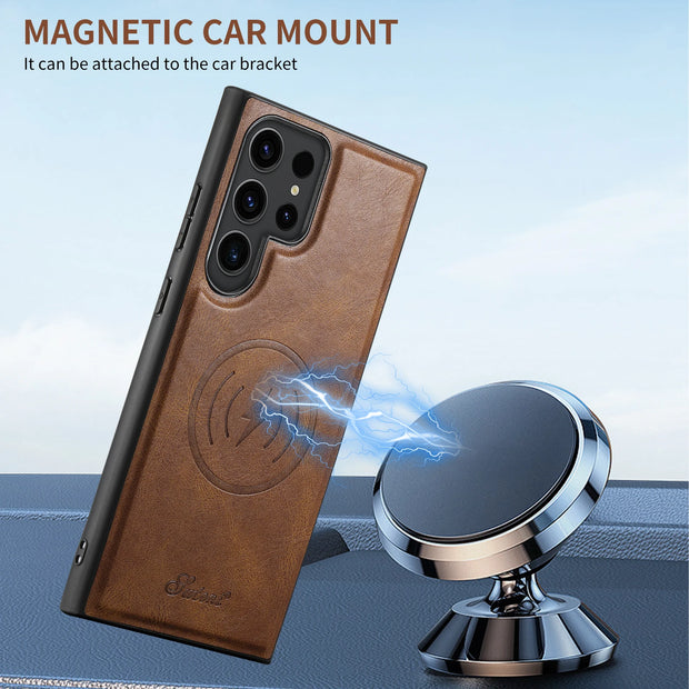 Upgrade Your Style: Magnetic Leather Wallet Case for Samsung Galaxy S24 S23 S22 Plus Note 20 Ultra with Wireless Charging & Card Holder