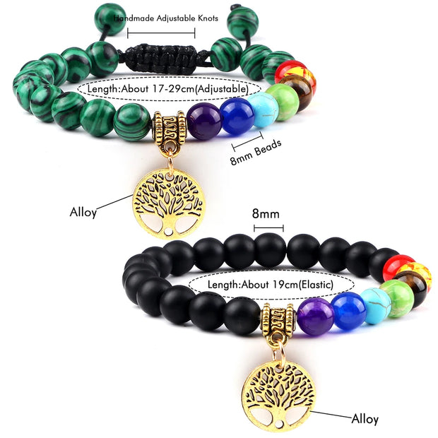 Experience the Power of 7 Chakra Life Tree Bracelets - Natural Stone Reiki Healing Energy Beads for Yoga, Meditation, and Style - Perfect Gift!