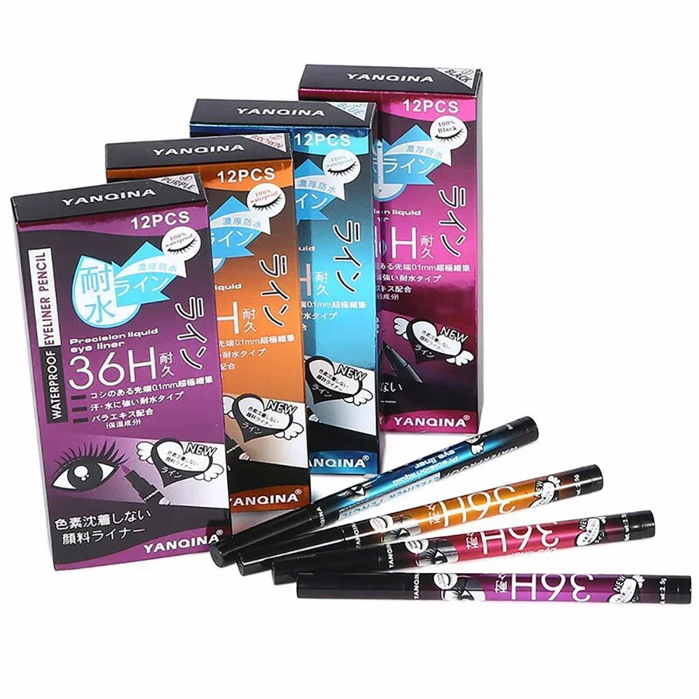 Long-Lasting Black Liquid Eyeliner - Waterproof, Quick-Dry, No Blooming - Professional Cosmetics Tool