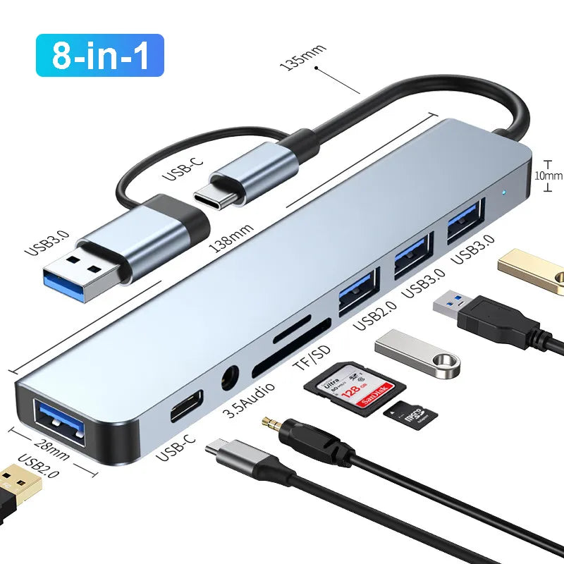 Upgrade Your Macbook Pro with Our 8-IN-2 USB C Hub - 5Gbps High Speed Transmission, 4 Models Available!