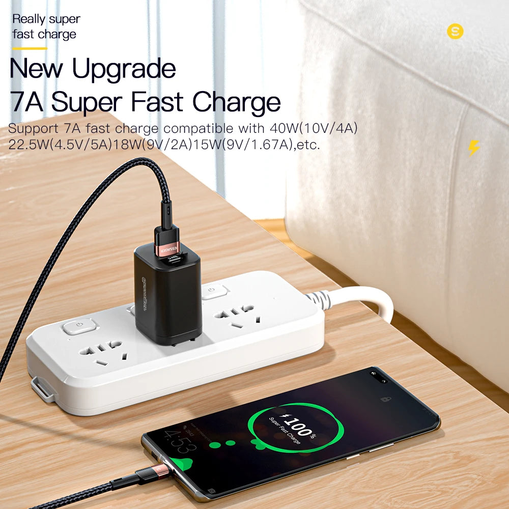 Charge Your Devices at Lightning Speed with Essager 7A USB-C Cable - 100W Fast Charging for Huawei, Samsung, OnePlus, and More!